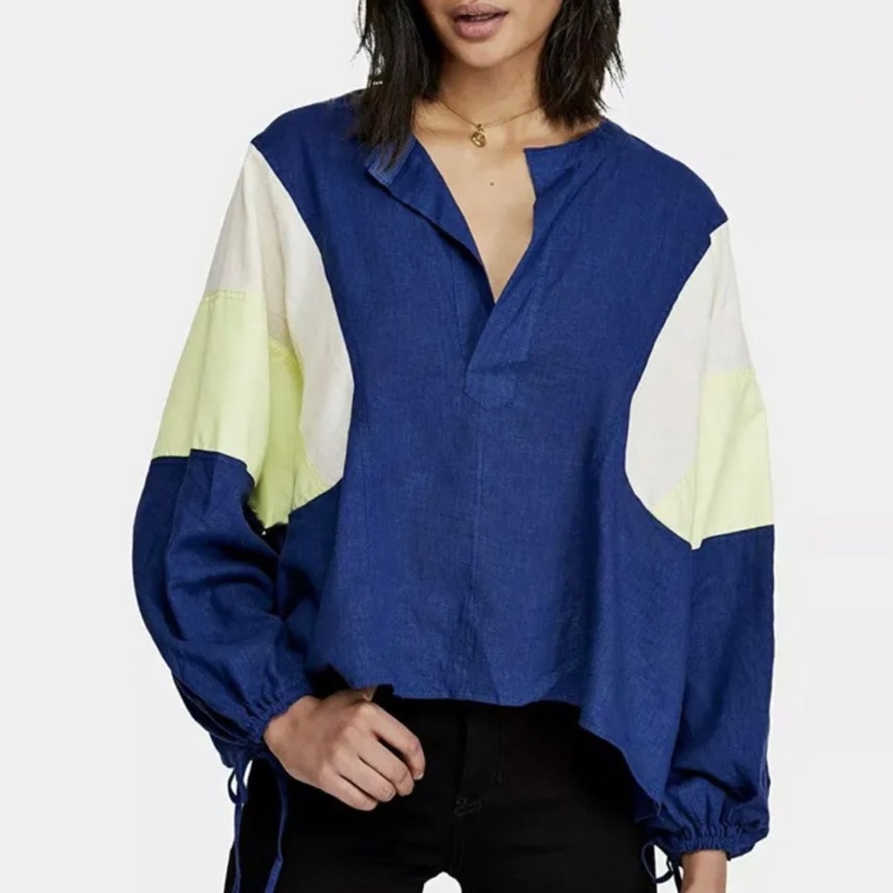 We the Free Beating Hearts Linen Blouse xs